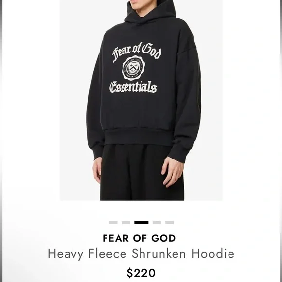 Essentials Fear Of God Black Hoodie with White Logo ✨AUTHENTIC✨NWT - Picture 2 of 7